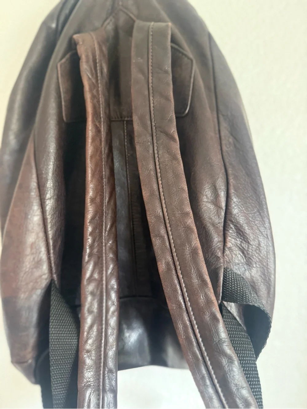 Vintage Leather Backpack Dark Brown Supple Medium Size Georgetown Leather Design